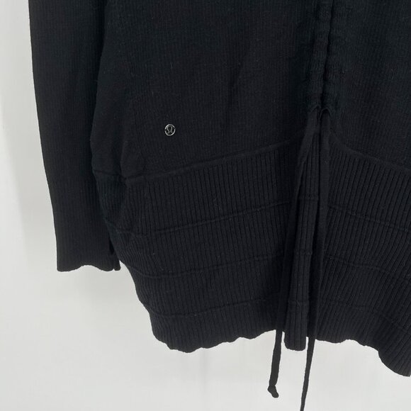 Lululemon Black Drawstring Ruched Back Open Cardigan Size 6 - Picture 6 of 7
